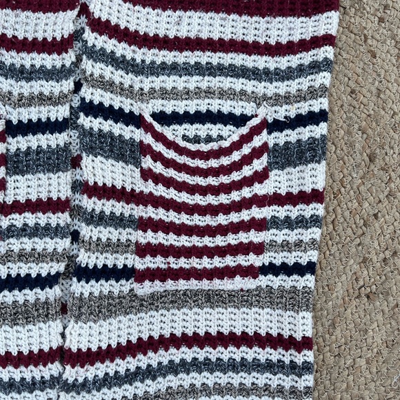 White Red Blue Korean Striped Knit Shrug, Long Shrug - Picture 7 of 12